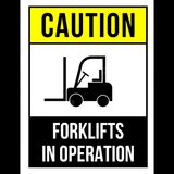 Sign caution forklifts in operation